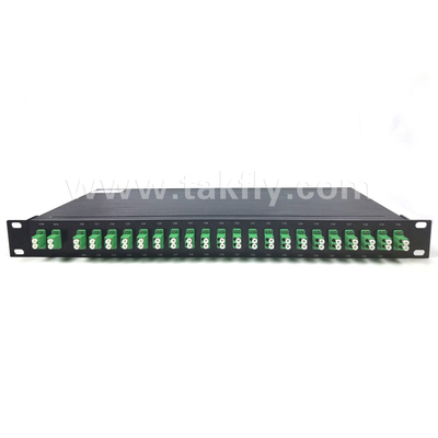 100 GHz AWG 40CH DWDM MUX DEMUX met vezelhoogte -100-0μm en 0,9 mm kabeldiameter