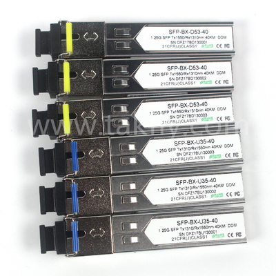 1.25G SFP BIDI optische transceivermodule Tx1310/Rx1550nm 40KM SMF DDM LC CISCO JUNIPER HUAWEI COMPATIBEL