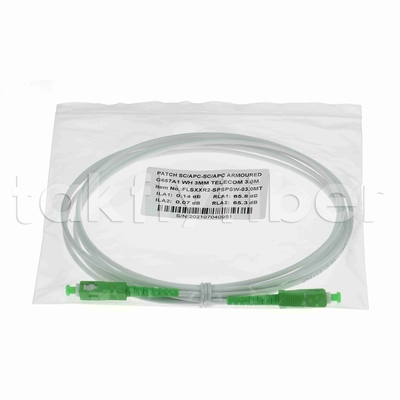 Gorderafstotend G657A2 SC APC Fiber Optic Patchcord Gepantserde Fiber Patch Cable SM 3.0mm