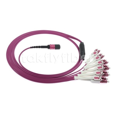12F MPO/MTP-LC APC DX Uniboot OM4 Fiber Optic Patch Cord voor datacenters -40°C tot 85°C