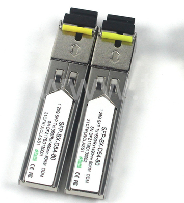1.25G SFP BIDI Module Tx1490/Rx1550nm 80KM SMF DDM LC CISCO JUNIPER HUAWEI COMPATIBEL