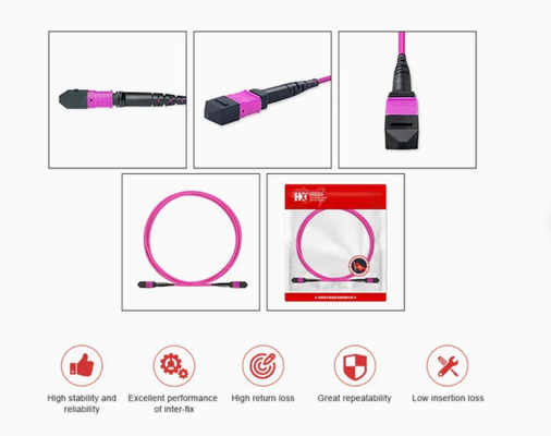 Flexibel MPO/MTP 12 vezels glasvezel patch cord -20C-70C voor verschillende omgevingen