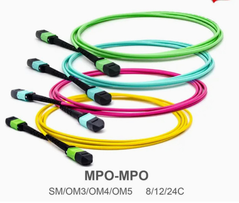 8/12/24core 2m-50m High Density PVC/LSZH UL Certificatie Vrouwelijk/Mans MPO-MPO Sm Om3 Om4 Om5 Trunk Cable Patch Cord Fiber Optic Jumper