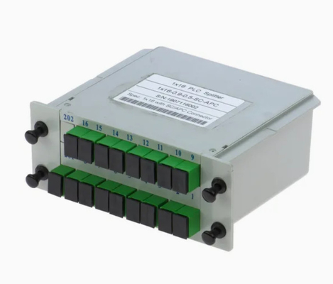 Hoge betrouwbaarheid en stabiliteit FTTX Gpon 1*16 Single Mode G657A1 Fiber Casette Type LGX PLC Splitter met Sc/APC connector