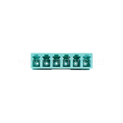 LC/PC 6 Ways Adapter, MM OM3 ((Aqua), OM4 ((Violet) Blauw, Zonder flens