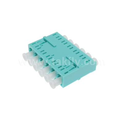 LC/PC 6 Ways Adapter, MM OM3 ((Aqua), OM4 ((Violet) Blauw, Zonder flens