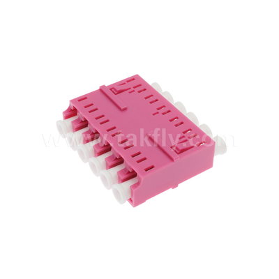LC/PC 6 Ways Adapter, MM OM3 ((Aqua), OM4 ((Violet) Blauw, Zonder flens