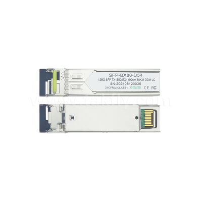 SFP 1.25gbps 80km LC Reach Tx1490nm/Rx1550nm Bi-directionele optische transceiver voor datacenter FTTX