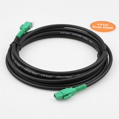 SC APC glasvezel patchkabel met G657A2 vezel TPU zwarte jas en CPR Eca geclassificeerd voor FTTH Drop Cable