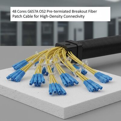 48 kernen G657A OS2 Pre-terminated Breakout Fiber Patch Cable voor connectiviteit met hoge dichtheid