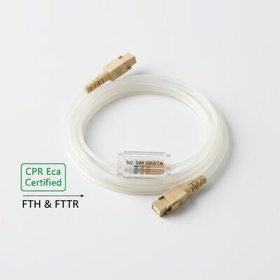 CPR Eca gecertificeerd SC SM G657A 2,0 * 3,0 mm onzichtbare glasvezelpatchkabel voor FTTH en FTTR