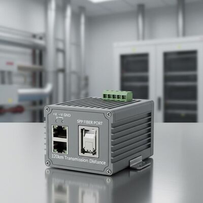 10/100/1000M Mini Industrial Media Converter met SFP-vezelpoort en 120 km transmissieafstand