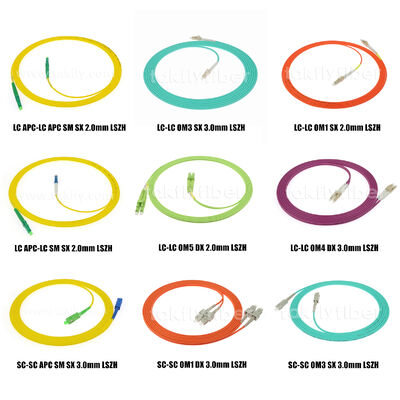 Fiber optic patchcord LC/Sc/FC/St Single-mode/Multimode Upc/APC Simplex/Duplex Jumper voor FTTH Data Center Telecom