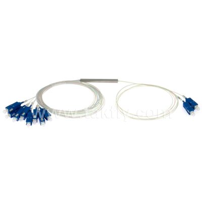 PLC Splitter 2*N Steel Tube SC APC/UPC 0,9 mm Glasvezel voor Data Center Telecom FTTX
