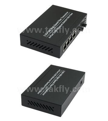 2.5G 2 Port Fiber 4 Port Copper Ethernet Switch met 10G Uplink en ventilatorloze metalen behuizing voor snelle netwerkuitbreiding