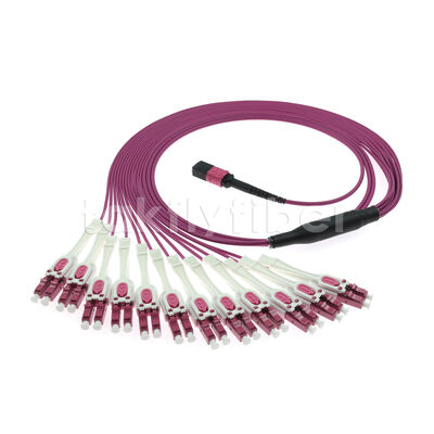 OM4 MPO naar LC Uniboot 1-tot-24 Breakout-patchsnoer | UPC Multimode met laag verlies