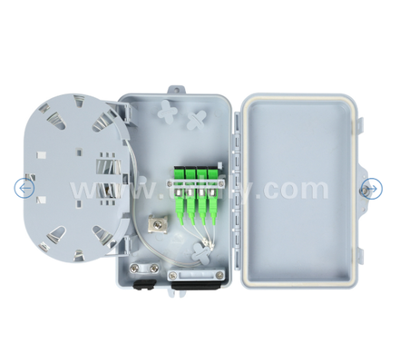 FTKS-1805-04A, 4 SC/APC SM SX Adapter, Pigtail geïnstalleerd, FTTH FTTx Splicing Distribution Splitting Storage Cable Management Enclosure Wandmontage