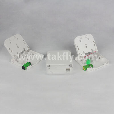 1-poorts glasvezelaansluitdoos, SC LC simplex-duplexadapter, wandplaat voor opbouwmontage, glasvezelkast zonder splitsing, Express Port-kabelbeheer, aangepast OEM-logo, FTTH FTTx werkgebiedsubsysteem