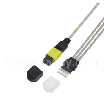 MTP 12CH×3 tot 36-kanaals glasvezelarray-assemblage – 3×12CH MTP-connectoren naar 36CH V-Groove FAU, laag invoegverlies, voor 1,6T optische transceivers en co-packaged optica (CPO)