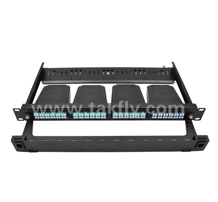 1U 24-poort MPO/MTP patch panel ️ 19" rack-mount, hoge dichtheid, ondersteunt vooraf aangesloten MPO-moduleboxen en LC/MPO-adapterpanelen, voor datacenter-vezelkabels