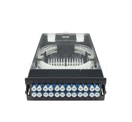 Vooraf aangesloten cassettemodule – TK‑HRM‑04, 12C/24C, Dual‑Mode: LC Pigtail Fusion of MPO‑LC Cassettebeheer, Plug‑and‑Play voor datacenterbekabeling