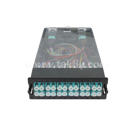 Vooraf aangesloten cassettemodule – TK‑HRM‑04, 12C/24C, Dual‑Mode: LC Pigtail Fusion of MPO‑LC Cassettebeheer, Plug‑and‑Play voor datacenterbekabeling