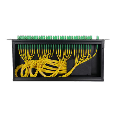 Het OEM 1U 19Inch 2x64 Rek zet LC-Vezel Optische PLC Splitser voor FTTx-Datacenter op