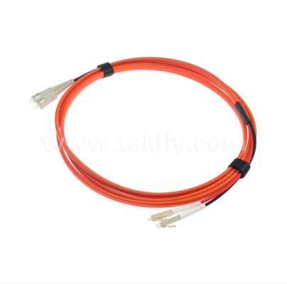 SC-UPC naar LC-UPC OM1 Duplex Flat Twin Fiber Patch Cord 2,0 mm Oranje Multimode Optical Jumper Cable
