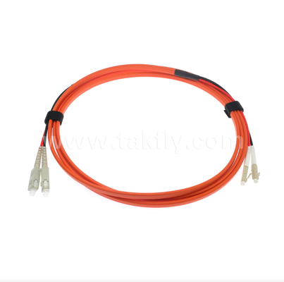 SC-UPC naar LC-UPC OM1 Duplex Flat Twin Fiber Patch Cord 2,0 mm Oranje Multimode Optical Jumper Cable