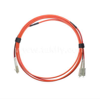 SC-UPC naar LC-UPC OM1 Duplex Flat Twin Fiber Patch Cord 2,0 mm Oranje Multimode Optical Jumper Cable