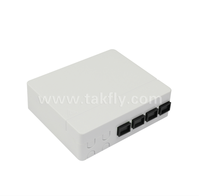 TKS-1806-04C-4 Port Fiber Termination Box - Surface Mount, SC/LC Compatible, modulair ontwerp voor werkruimte-ondersystemen.