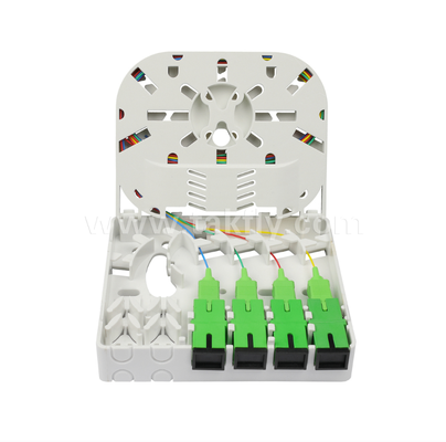TKS-1806-04C-4 Port Fiber Termination Box - Surface Mount, SC/LC Compatible, modulair ontwerp voor werkruimte-ondersystemen.