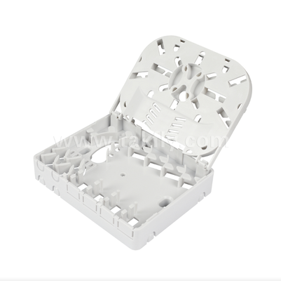TKS-1806-04C-4 Port Fiber Termination Box - Surface Mount, SC/LC Compatible, modulair ontwerp voor werkruimte-ondersystemen.