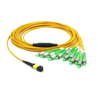 FC APC naar MTP 12 Fiber Breakout Cable G657A1 0.3dB laag verlies