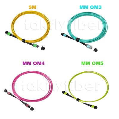 12/24 Optische MTP MPO Kabel SM G657A1 OM3 OM4 OM5 3.0mm van de Kernenvezel