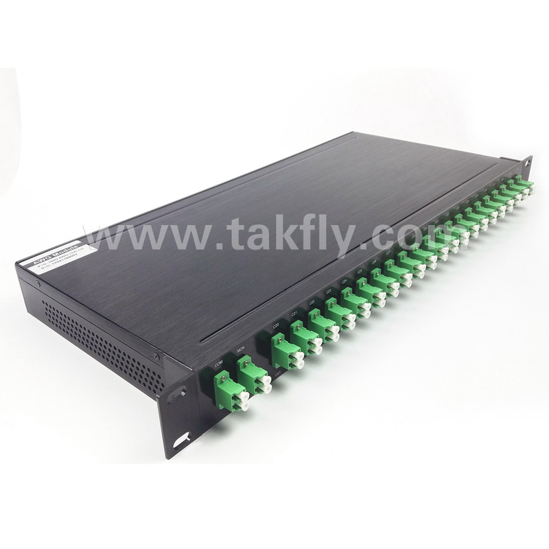 100 GHz AWG 40CH DWDM MUX DEMUX met vezelhoogte -100-0μm en 0,9 mm kabeldiameter