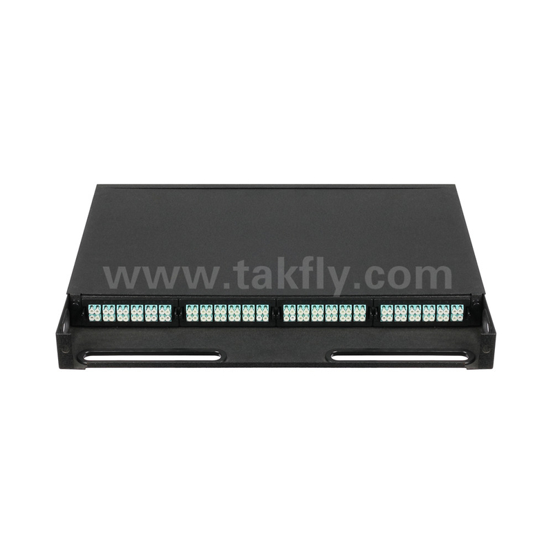 Zwarte glasvezel MPO cassette MTP patch panel management voor datacenter FTTX