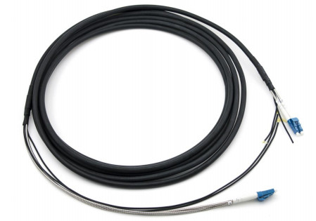 Buiten beschermde tak patchcord LC-LC GYFJH 7.0mm LSZH Zwart 2Core connector Type -20C  70C temperatuur
