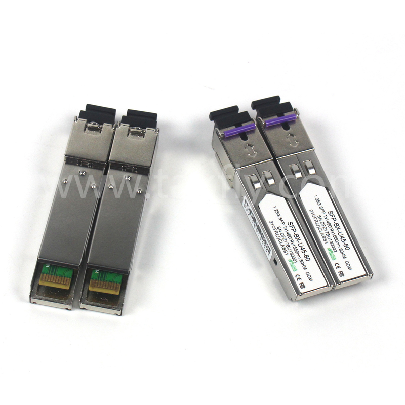1.25G SFP BIDI Tx1550/Rx1490nm 80KM SMF DDM LC CISCO JUNIPER HUAWEI COMPATIBELE SFP Optische Transceivermodule