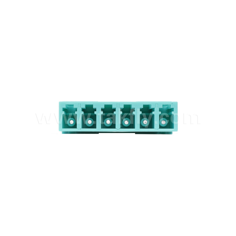 LC/PC 6 Ways Adapter, MM OM3 ((Aqua), OM4 ((Violet) Blauw, Zonder flens