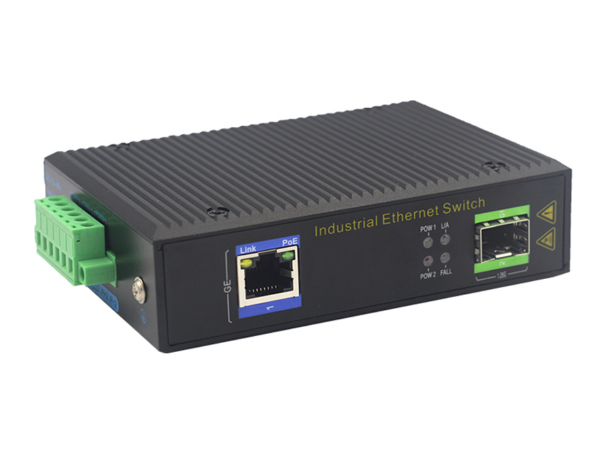 Industriële Gigabit POE Switch met 1 SFP-poort en DIN-rail montage