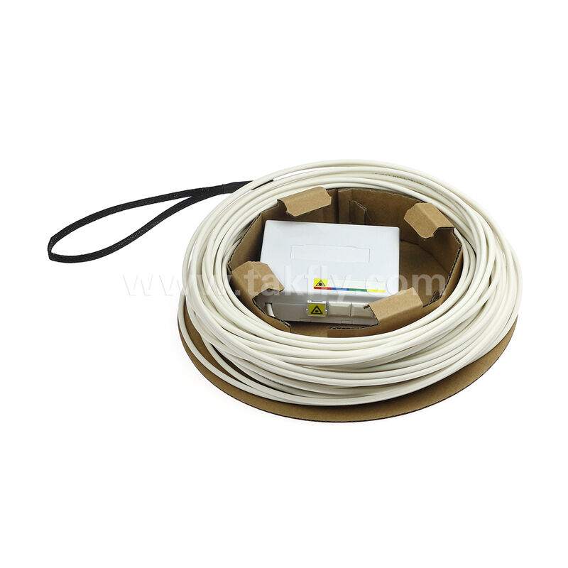 FTTH voorgemonteerde glasvezeluitgangsset – wandmontage zonder gereedschap, geen splitsing, inclusief kabelspoel voor snelle FTTB-installatie