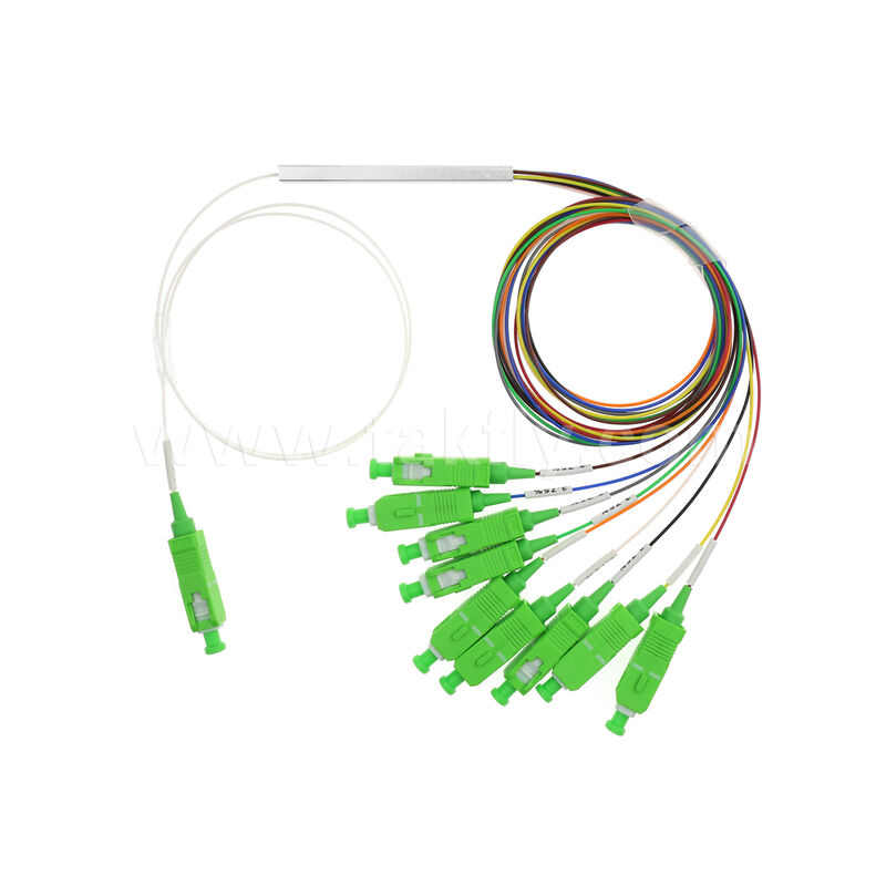 1×9-kanaals PLC-splitter met 0,9 mm glasvezel voor FTTH/FTTX optische distributienetwerken