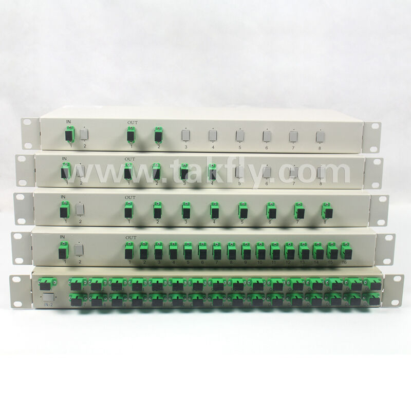 Volledige 1×2 tot 1×32 PLC Splitter Series 1U Rack Chassis voor centraal kantoor