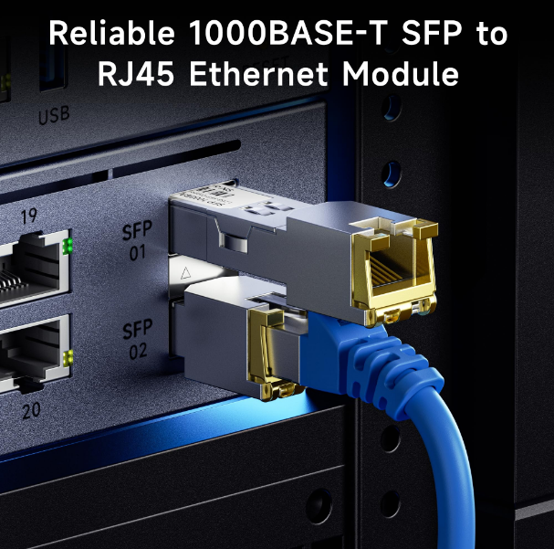 RJ45 Gigabit SFP-module ¥ 1000BASE-T koper SFP-transceiver met 1,25 Gbps en lage EMI