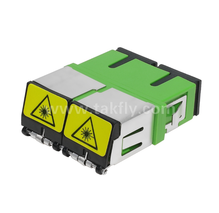 SC-duplexadapter met sluiter aan de voorkant – externe afdekking voor stof- en laserbescherming, bestand tegen hoge en lage temperaturen