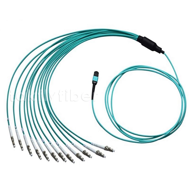 MPO LC Duplex Breakout Kabel OM4 12 Vezels 50/125um Glasvezel Patchkabel voor Datacenters met Hoge Dichtheid