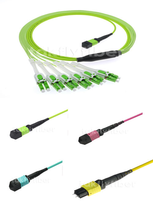 Multimode OM5 12F MPO het Flardkoord van MPO/PC/F-LC/UPC Uniboot